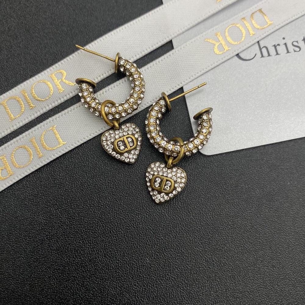 Christian Dior Diamond Heart Shaped Pendant Earrings - Picture 3 of 5